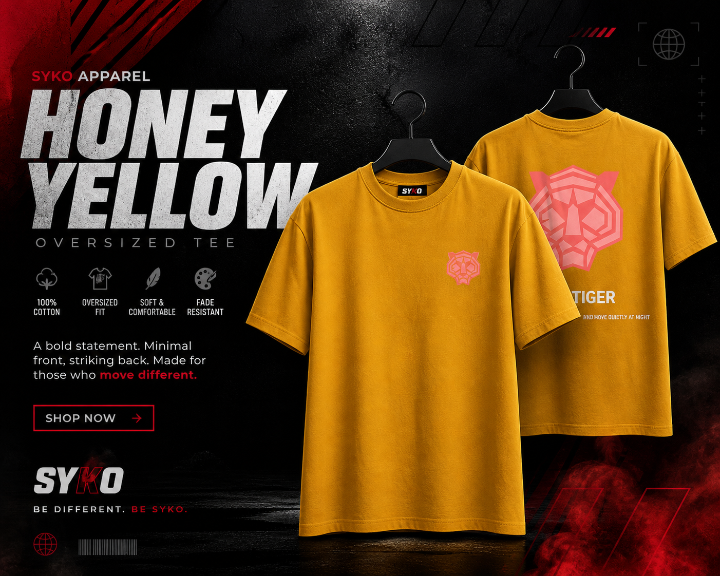 SYKO Tiger Tee — Honey Yellow
