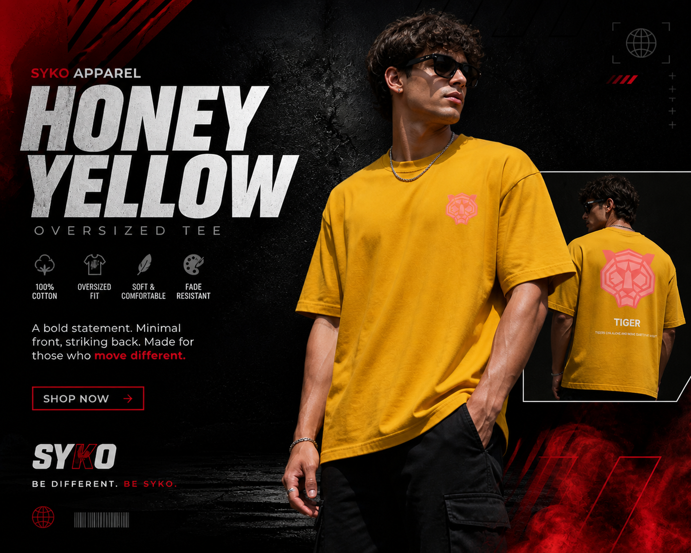 SYKO Tiger Tee — Honey Yellow