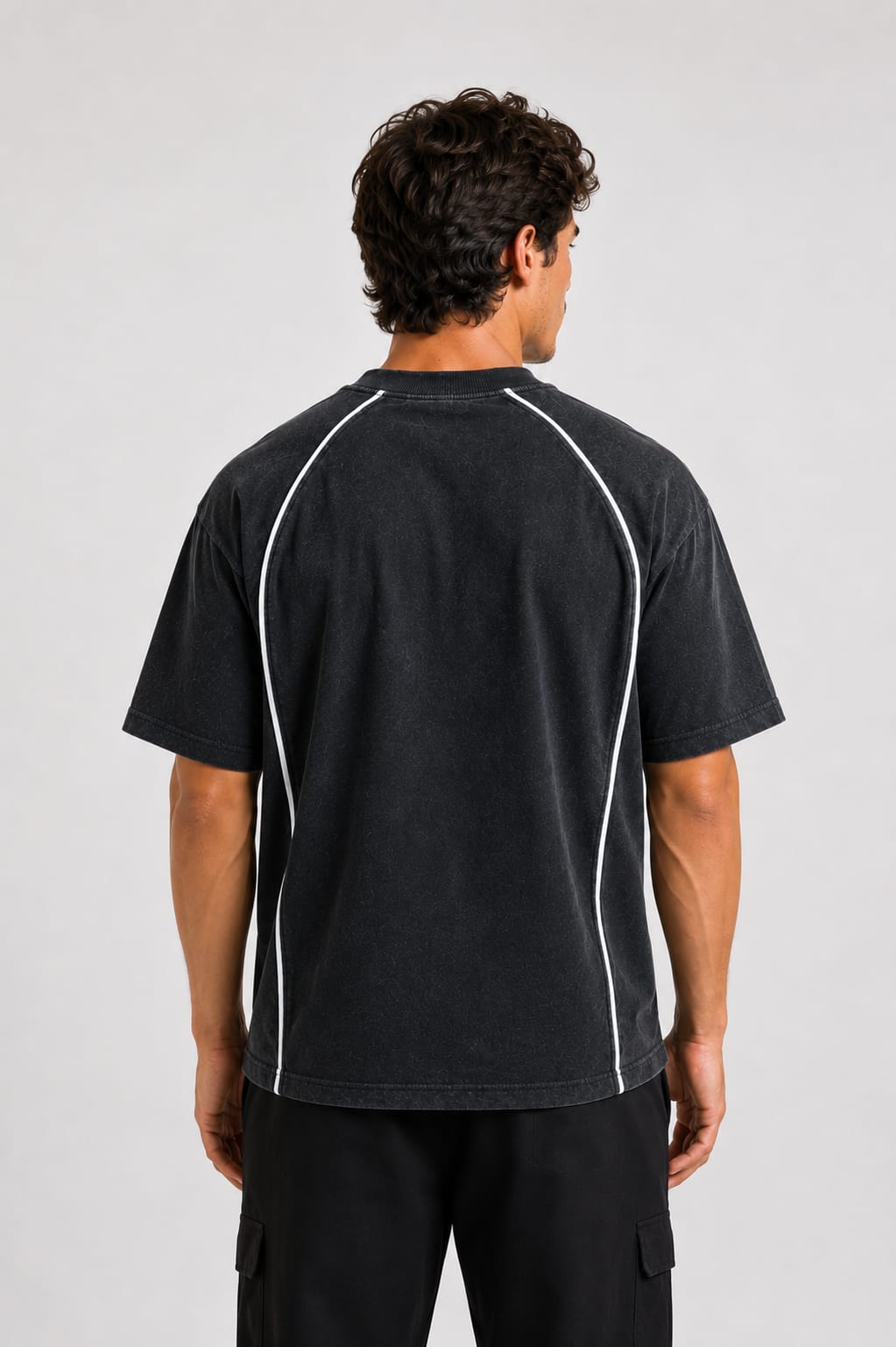 SYKO French Terry Oversized Washed Black T-Shirt