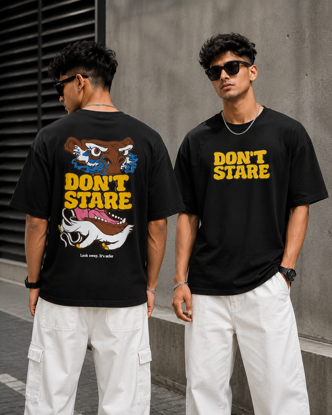 DON'T STARE Premium Oversized Graphic T-Shirt | 240 GSM | Unisex Streetwear