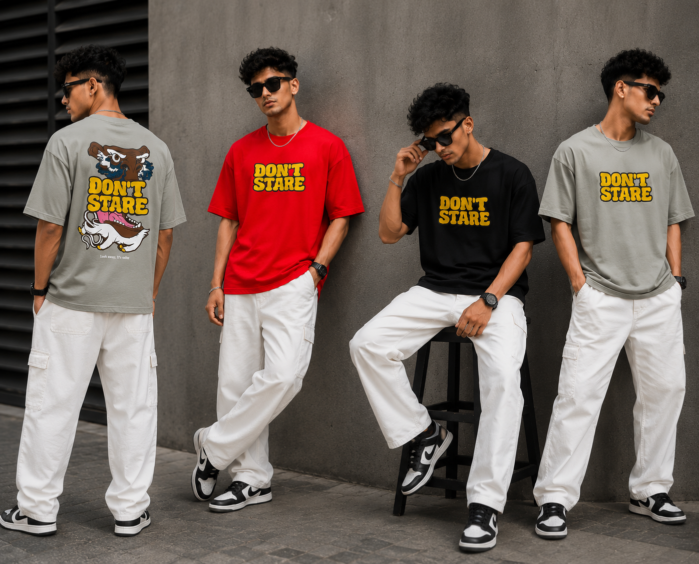 DON'T STARE Premium Oversized Graphic T-Shirt | 240 GSM | Unisex Streetwear