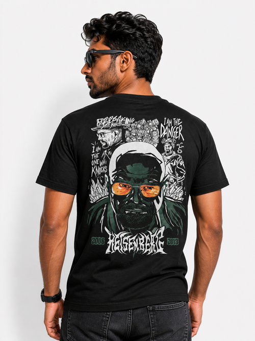 Heisenberg Graphic Printed Black T-Shirt for Men | Breaking Bad Inspired Oversized Tee | Streetwear Cotton Tshirt
